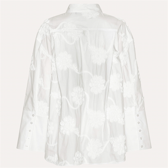 Rotate Flower Oversized Skjorte, Bright White 
